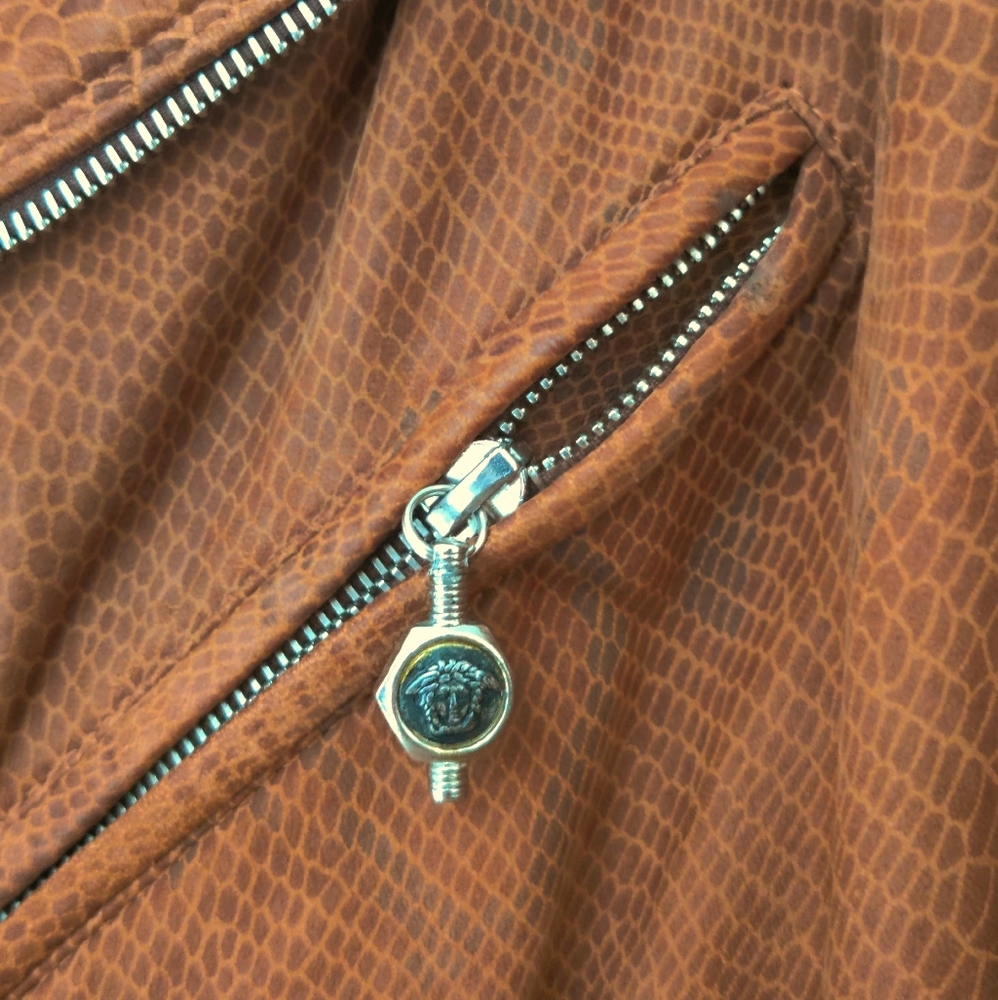 Vintage 1994 Gianni Versace Python Print Brown Bi… - image 5